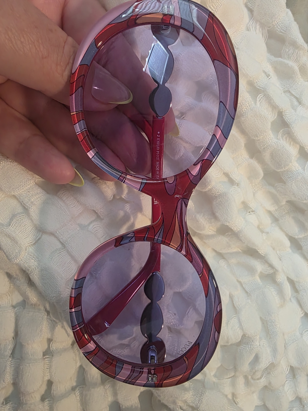Emilio Pucci Vintage Oversized Butterfly Sunglasses Red Purple Made in Italy